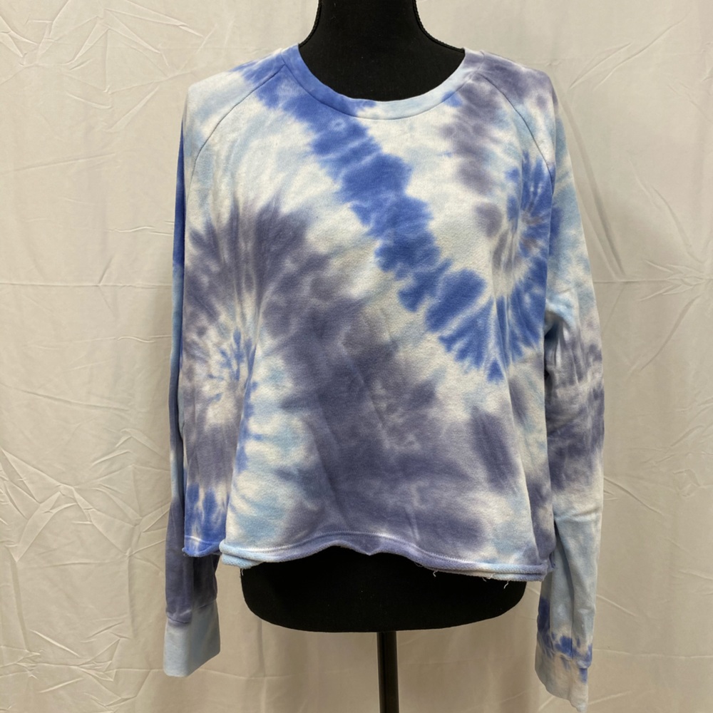 Tie dye cropped crew neck sweatshirt